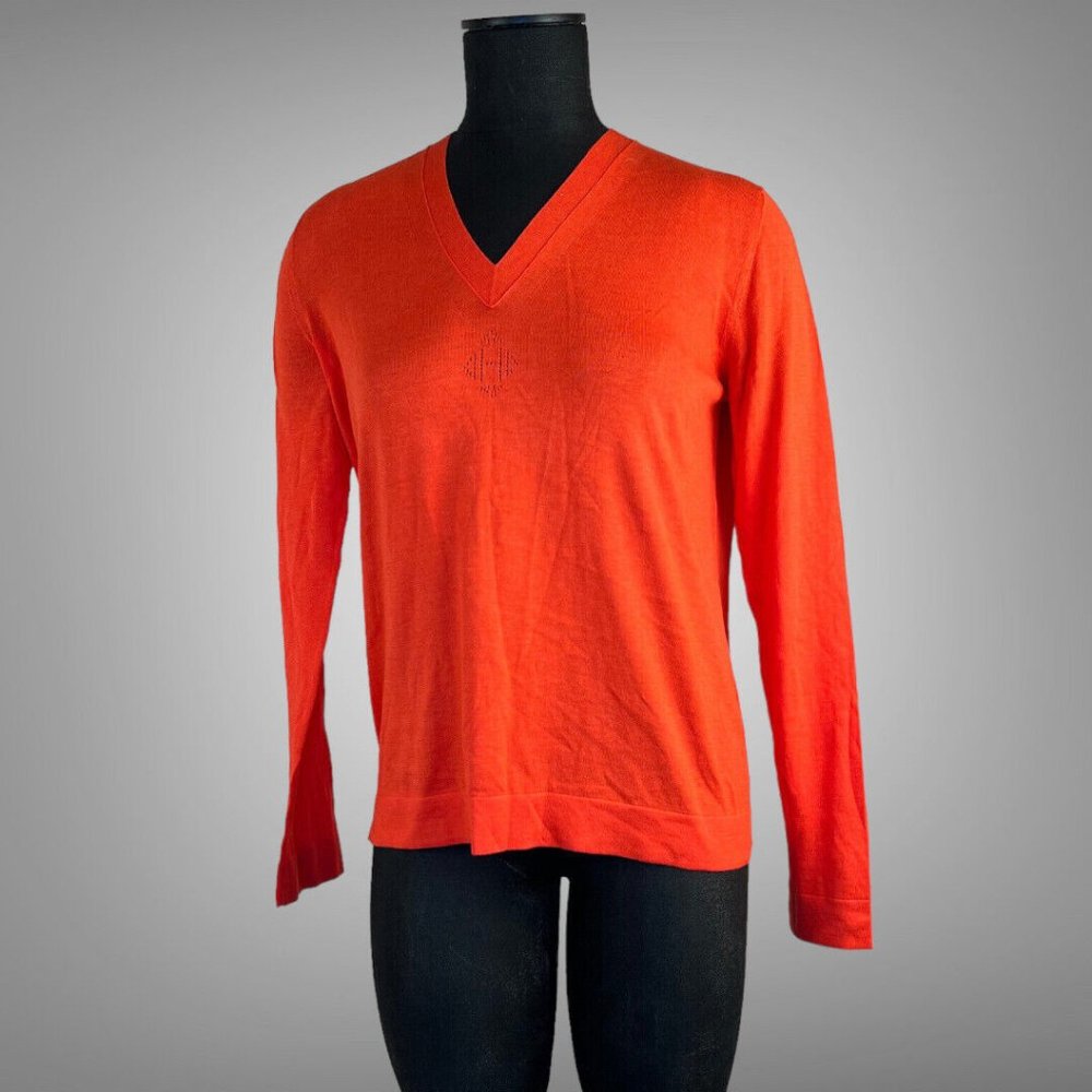 Hermes Cotton & Silk Long Sleeve Womens Pullover Sweater EU Size 42